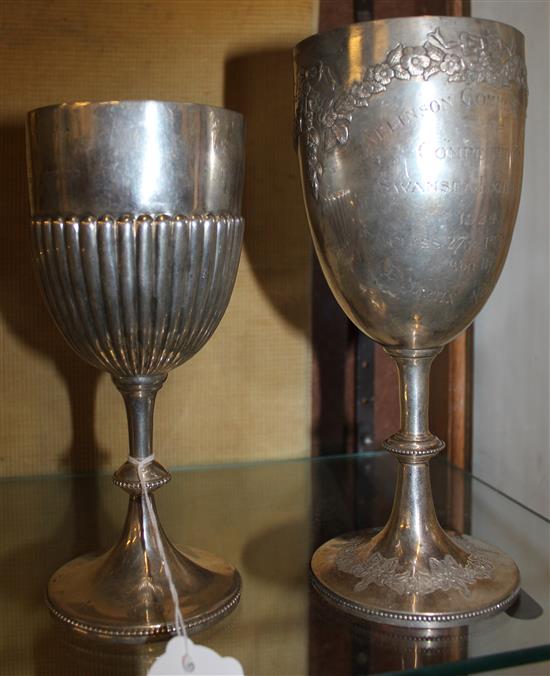 2 silver goblets